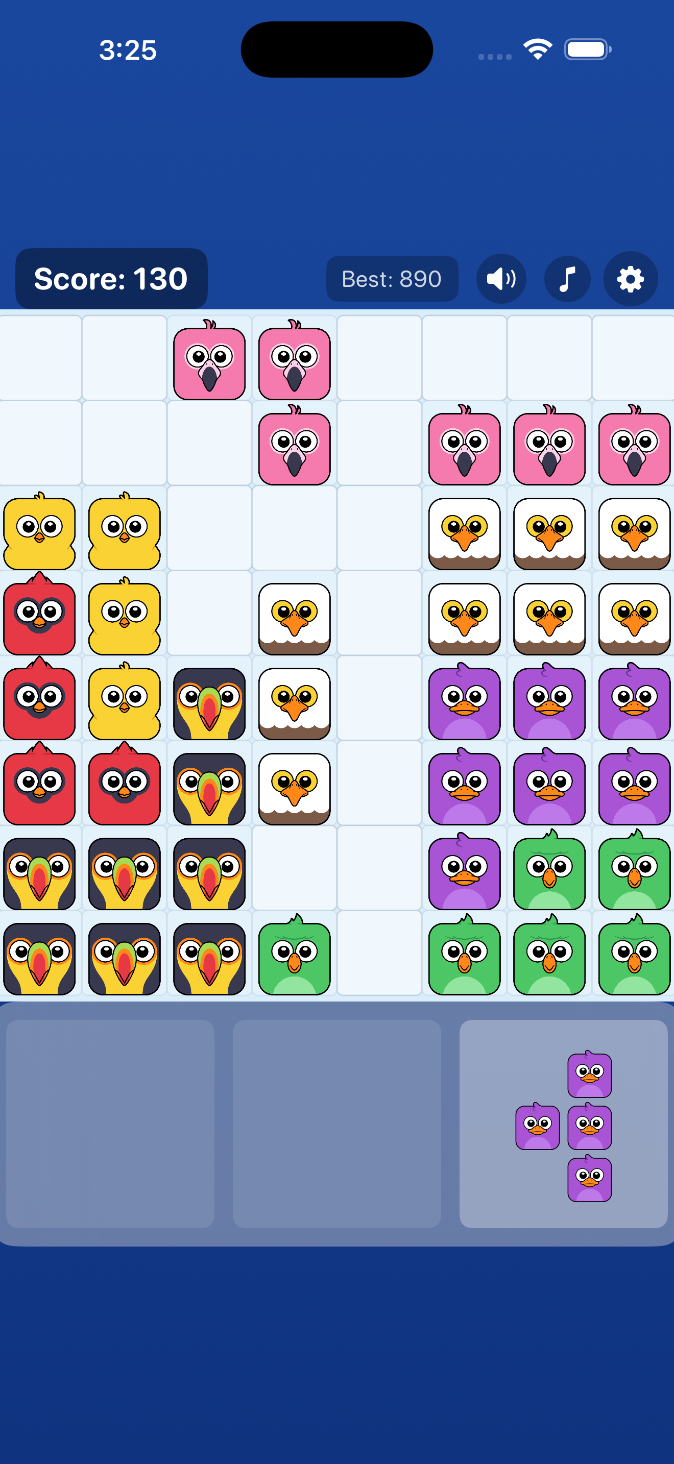 Bird Blitz board nearly full with one flock left to place